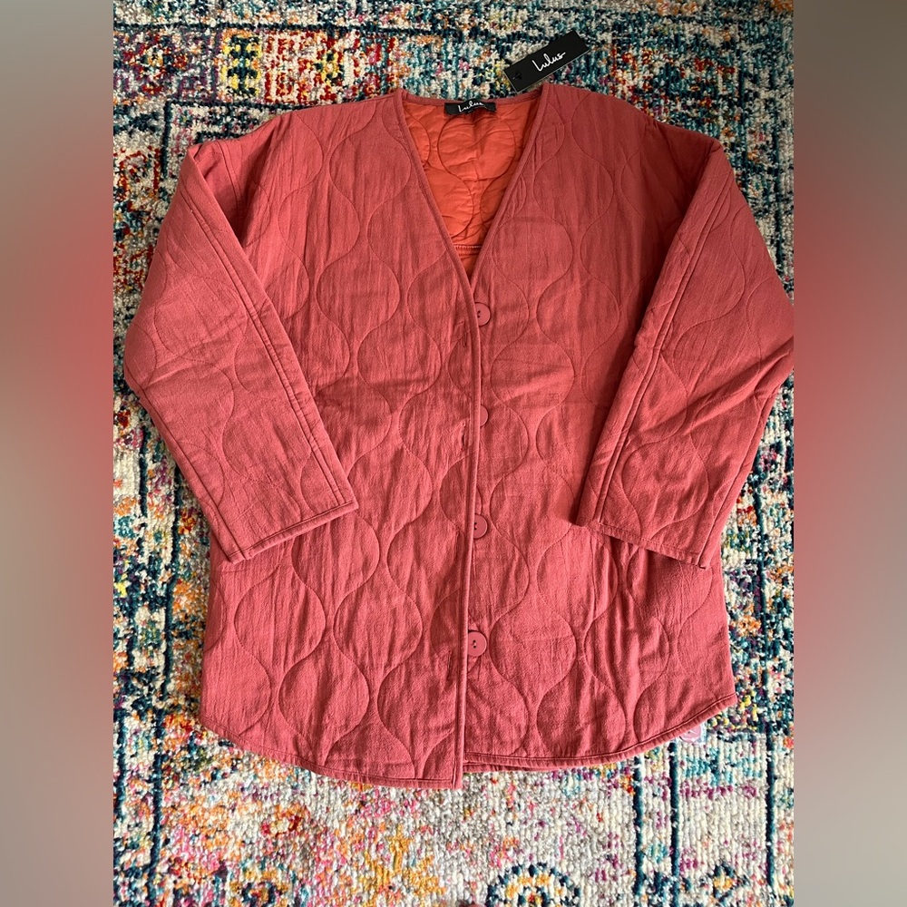 Quilted Button-Up Jacket in Rust